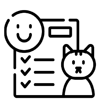 Icono de color negro en forma de un documento con un gatito