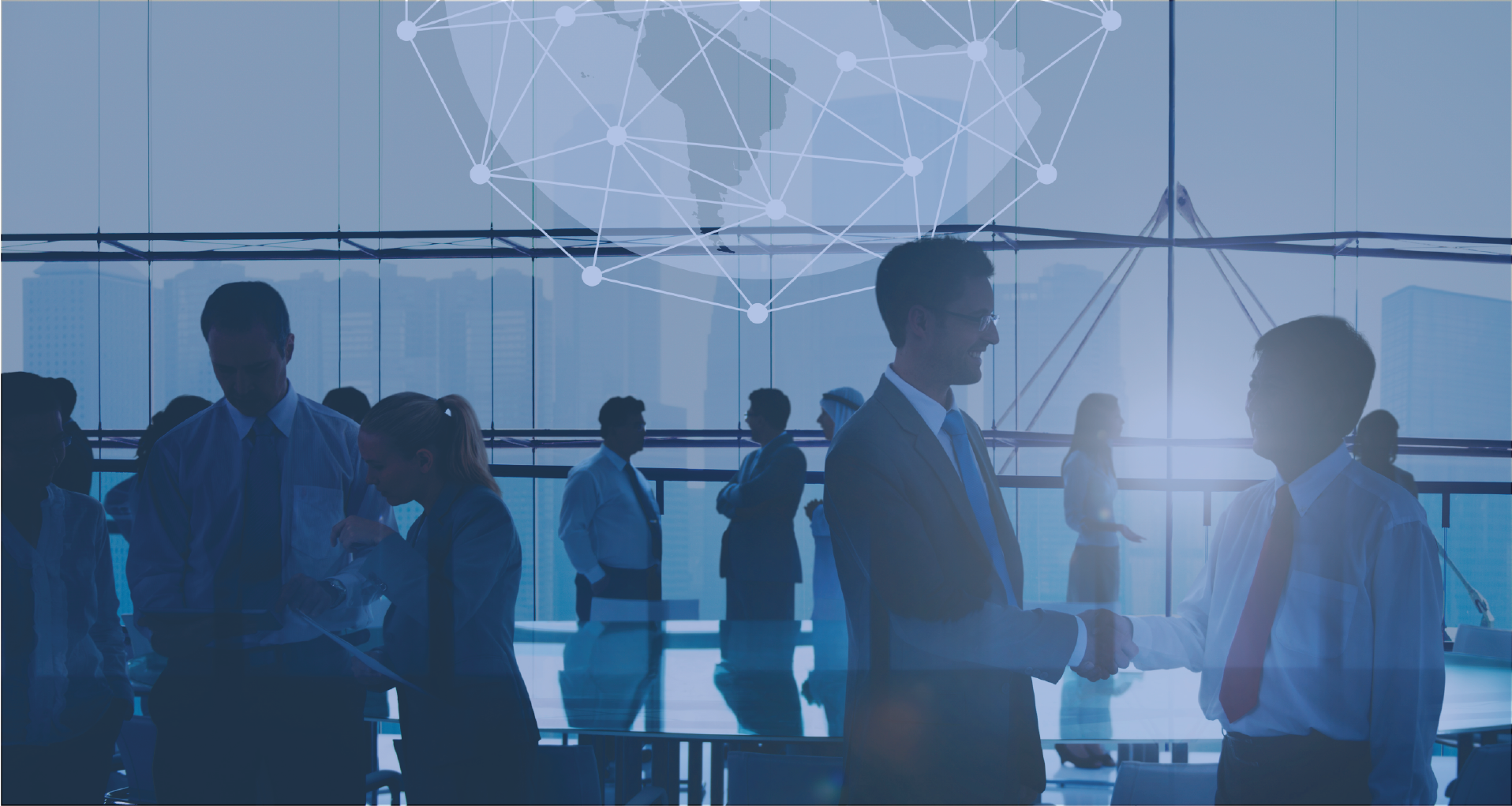 Imagen con texto Feria de Proveeduría y de fondo unos engranes, todo en tonos de colore amarillos y azules