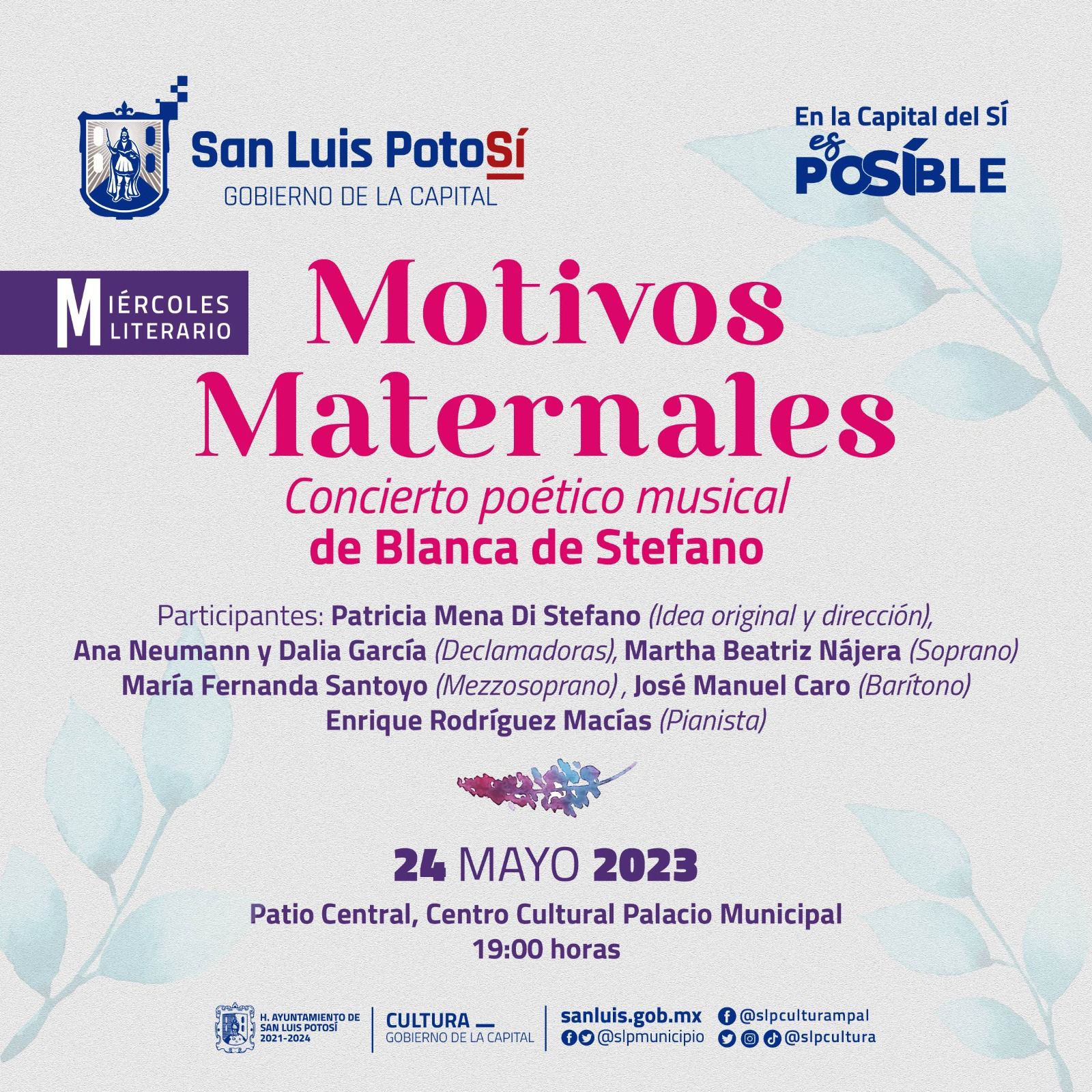 Ayuntamiento te invita al recital poético musical “Motivos maternales” de Blanca Di Stefano