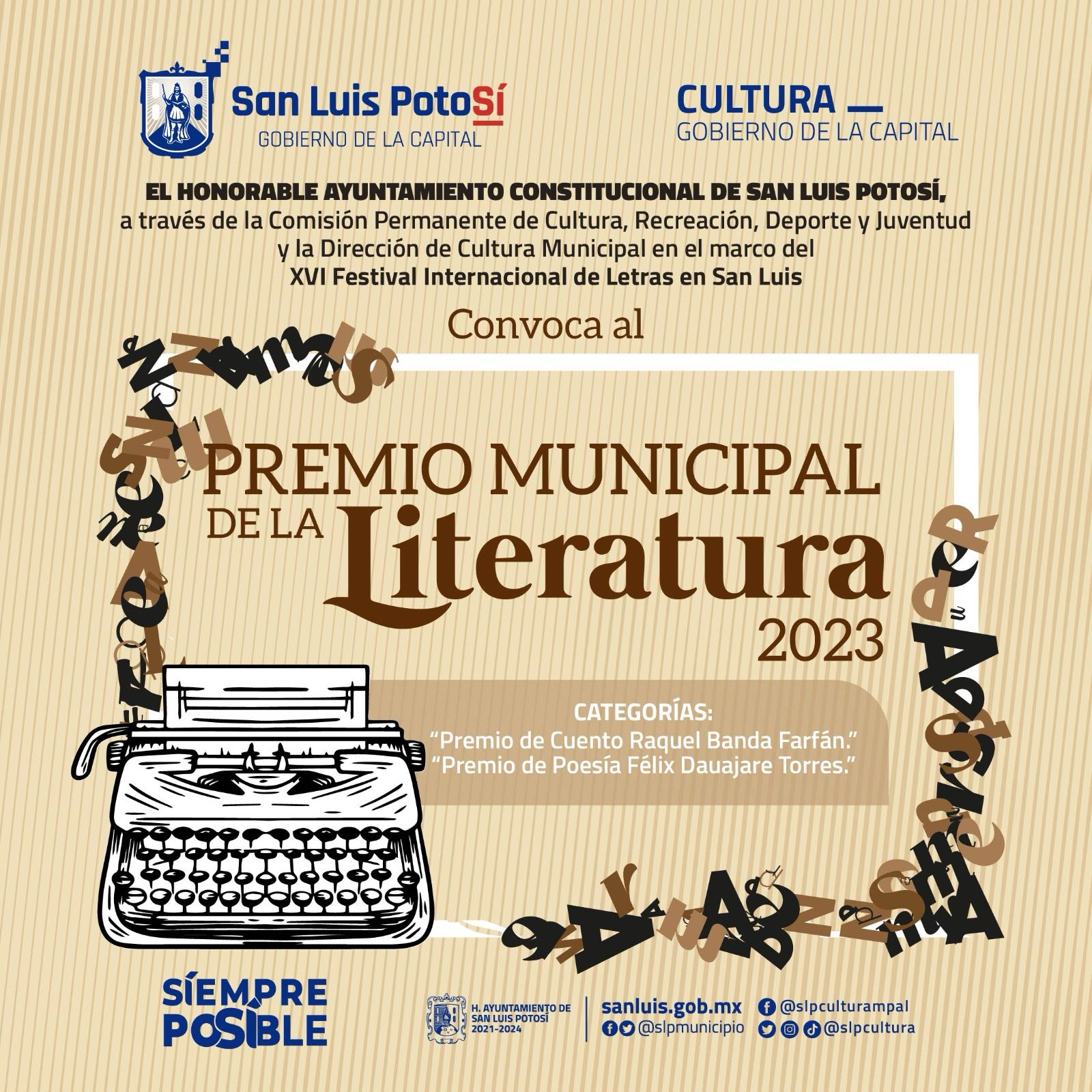 Para obtener el Premio Municipal de Literatura 2023, Comisión de Cultura del Cabildo reitera invitación a participar