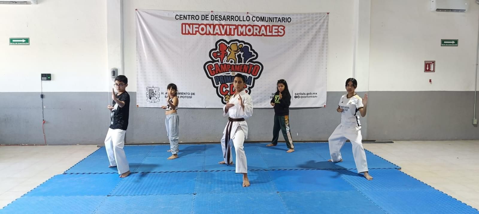 Fotografía de jóvenes prácticando karate