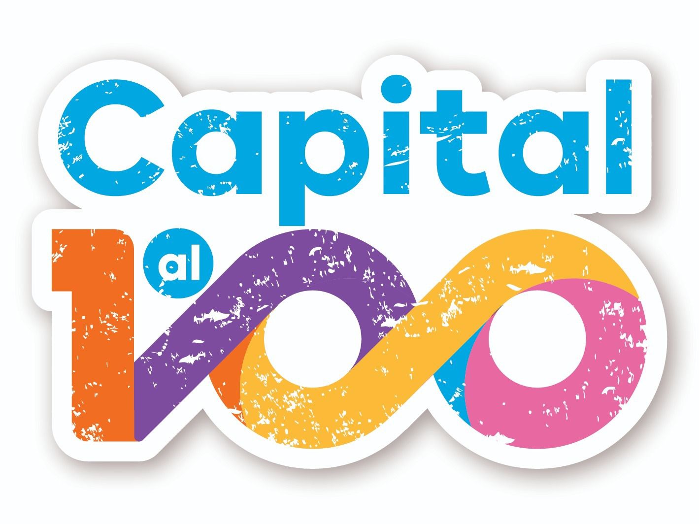 Logotipo con el texto "Capital" en color azul y un "100" en colores