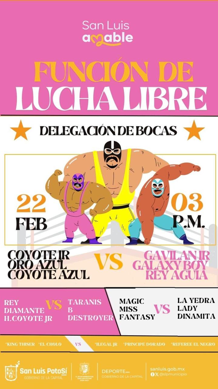 Flyer con la invitación a la función de lucha libre