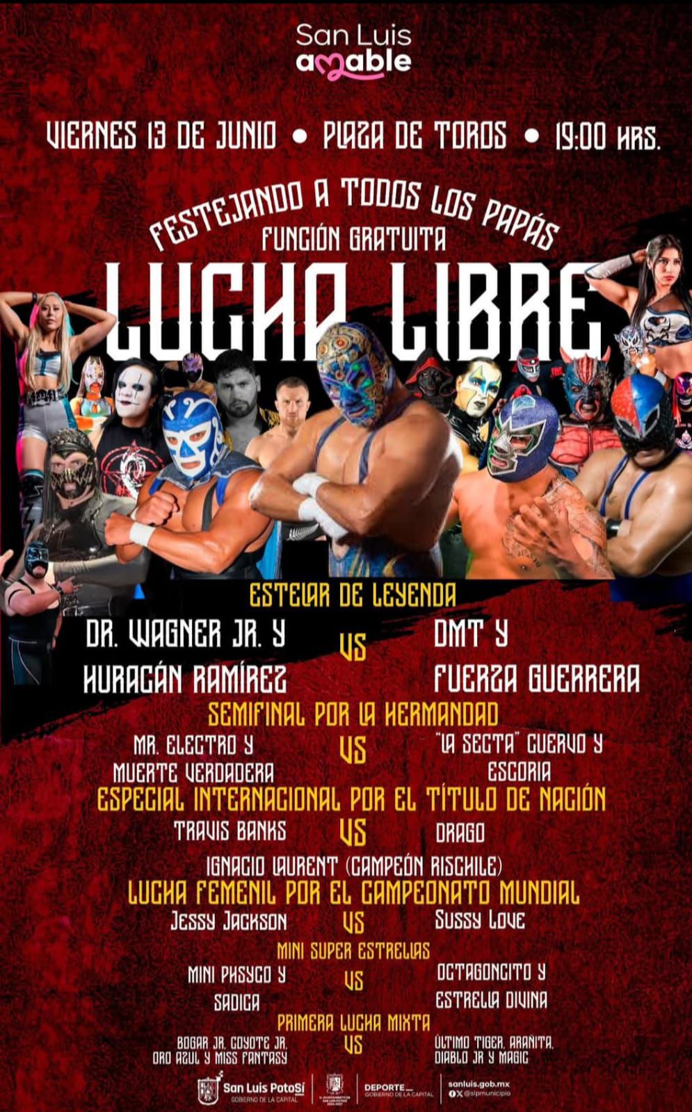 Con entrada gratuita la gran función de lucha libre profesional a cargo del Gobierno de la Capital, este viernes 13 de junio