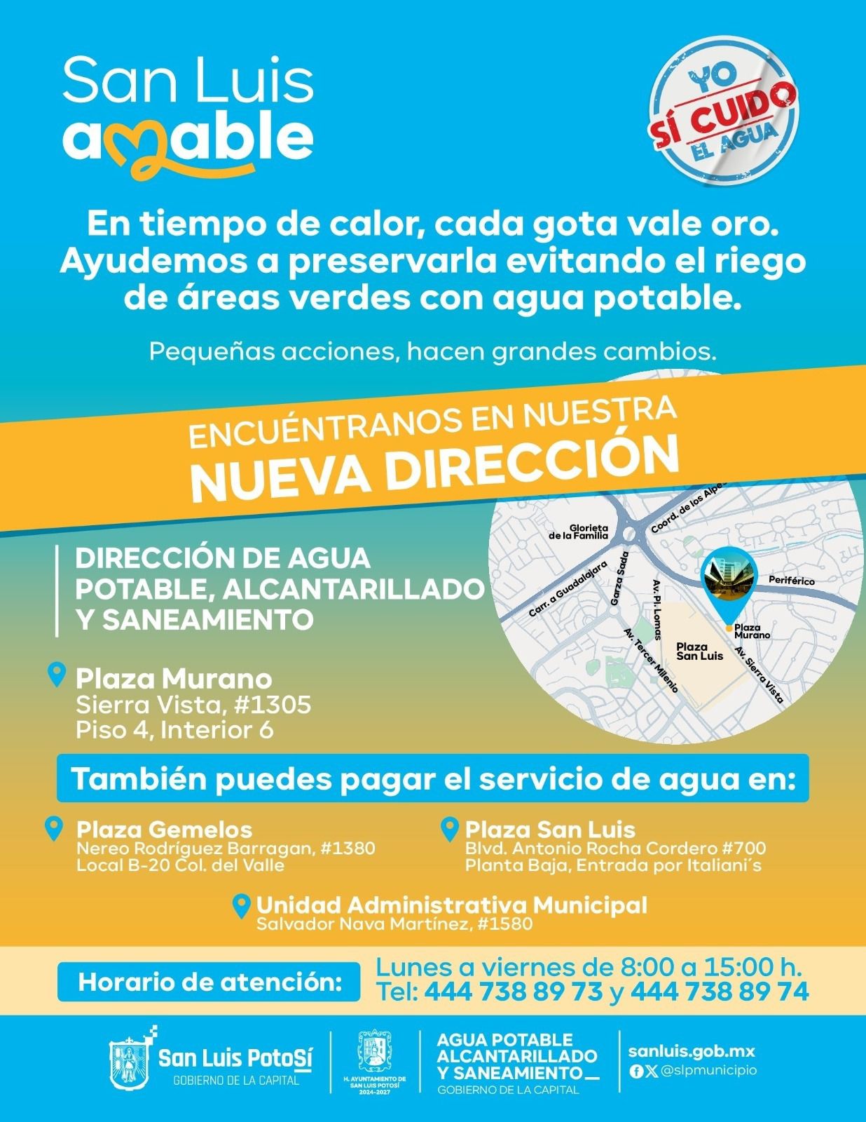 Informa Dirección de Agua del Gobierno de la Capital nuevo domicilio y teléfonos