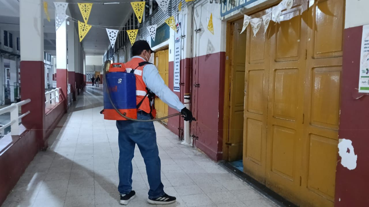 Trabajador Municipal Fumigando