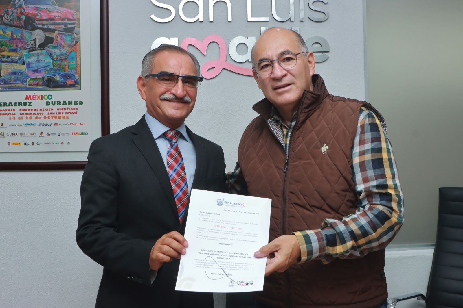 Alcalde Enrique Galindo con el nuevo Secretario de Cultura