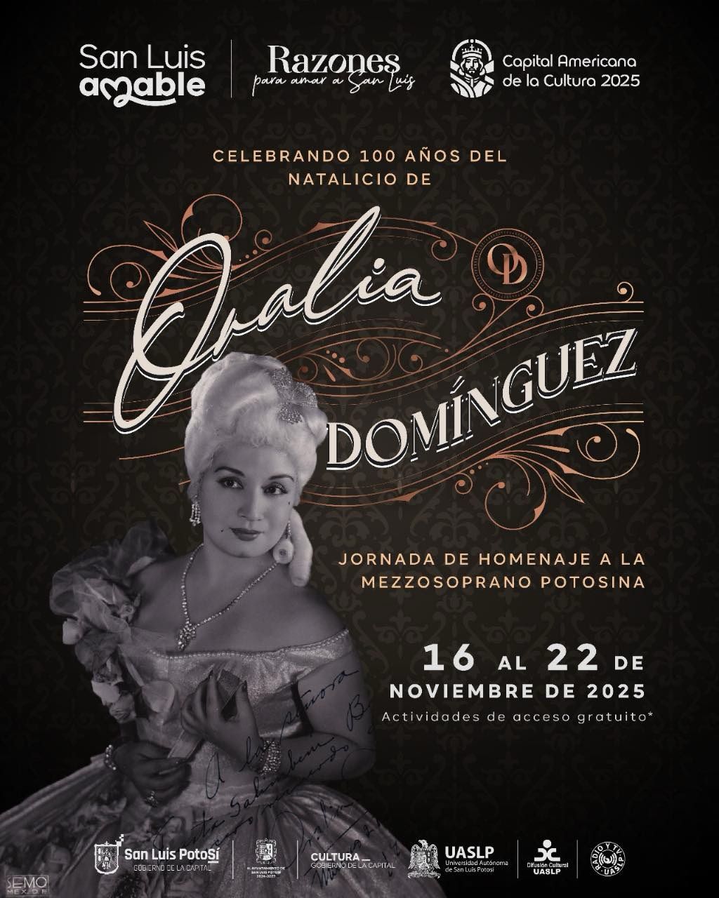 San Luis Capital prepara homenaje a la gran mezzosoprano potosina Oralia Domínguez en el centenario de su natalicio