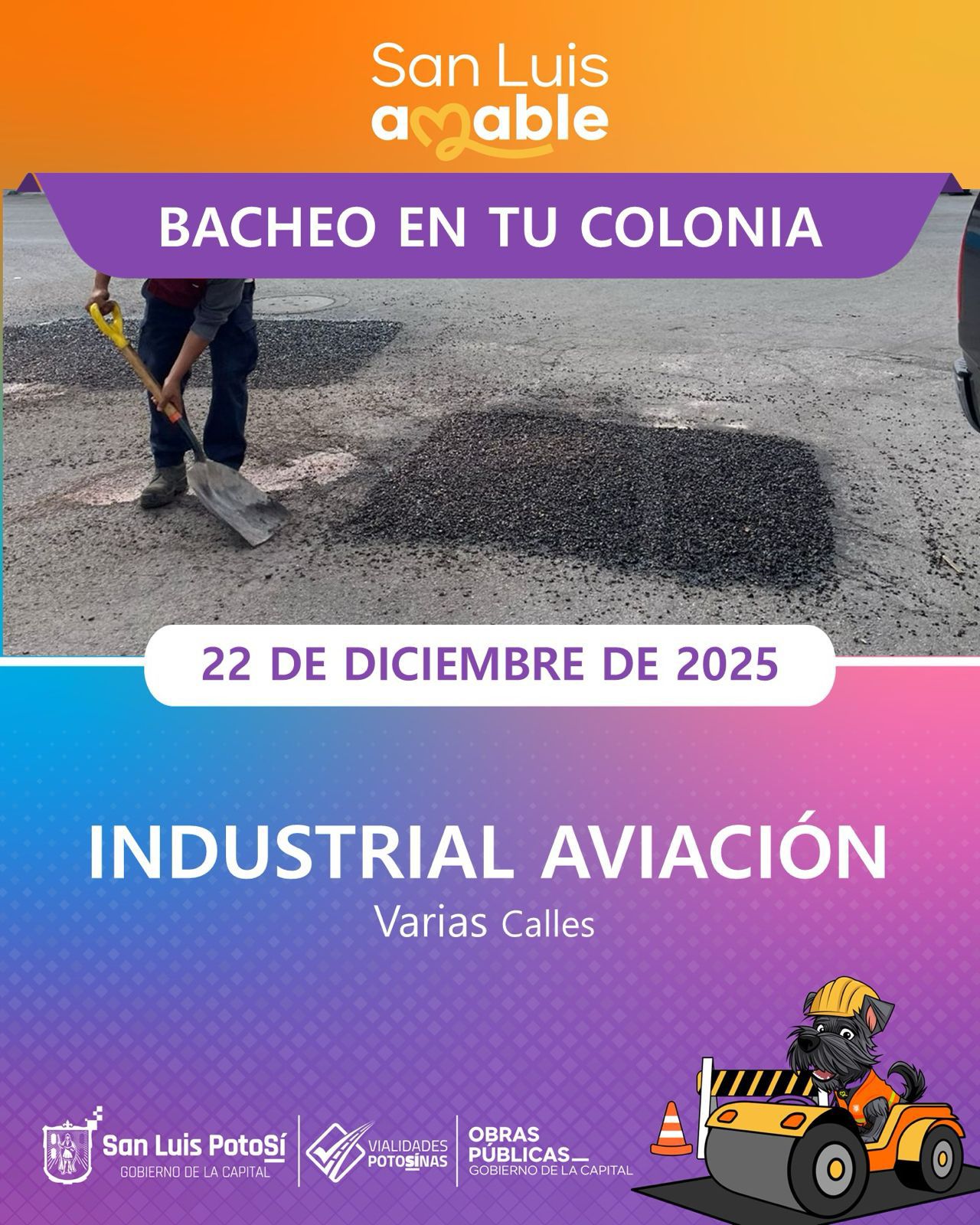 Continúa el programa de bacheo emergente por parte del Gobierno de la Capital