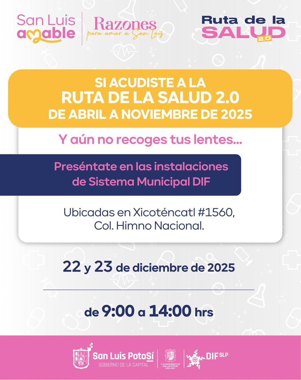 DIF Municipal invita a recoger lentes pendientes de la Ruta de la Salud 2.0