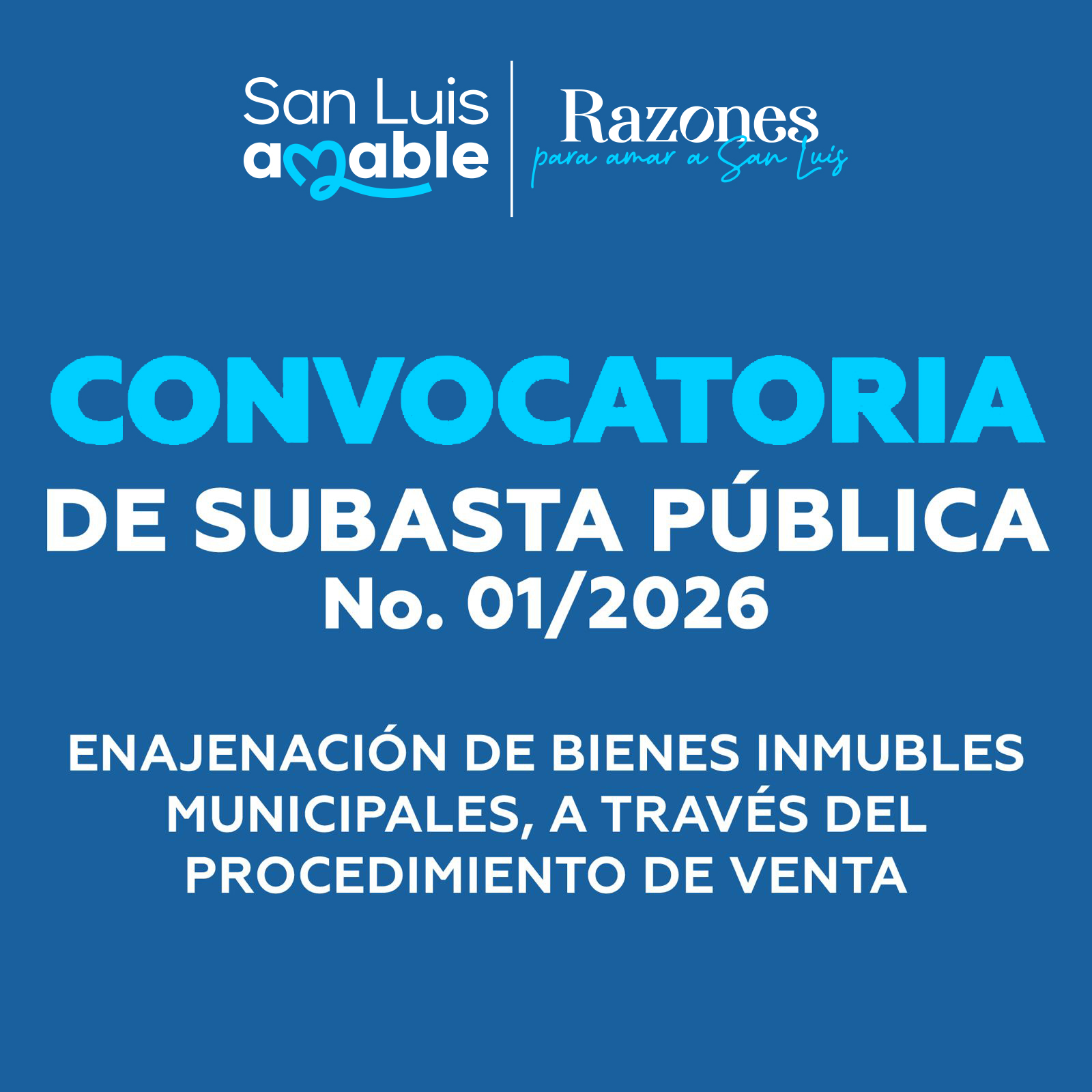Convocatoria - SUBASTA PÚBLICA