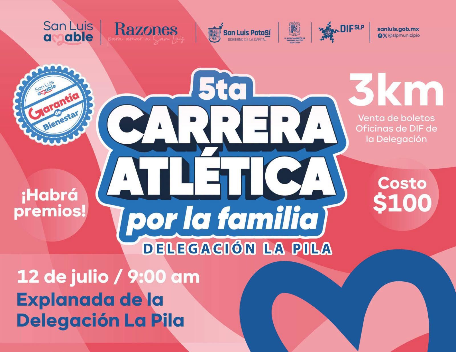 DIF Municipal invita a la gran Carrera Atlética por la Familia en la Delegación La Pila