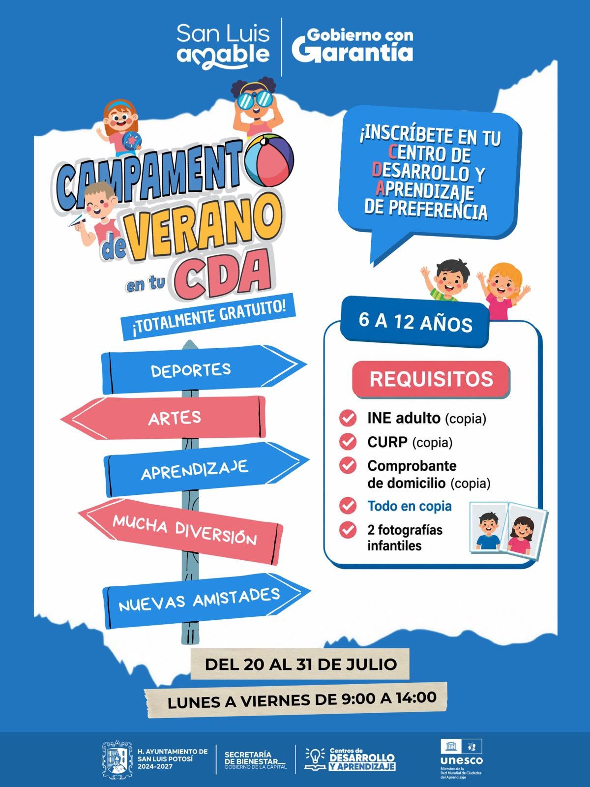 Gobierno de la Capital abre inscripciones para el Campamento de Verano 2026 en los CDA