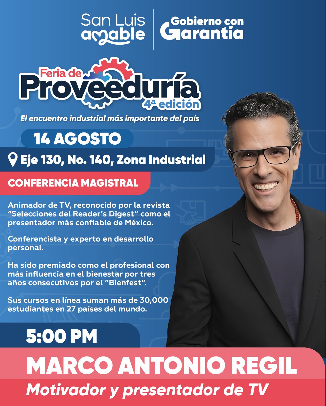 Marco Antonio Regil participará en la Feria de Proveeduría del Gobierno de la Capital